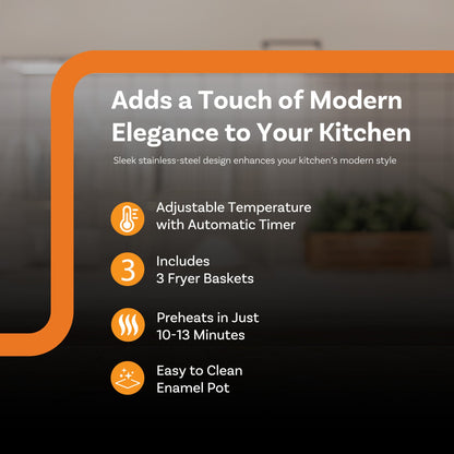 Complete Cuisine 4 Liter Electric Deep Fryer with 3 Fryer Baskets, Lid & Filter