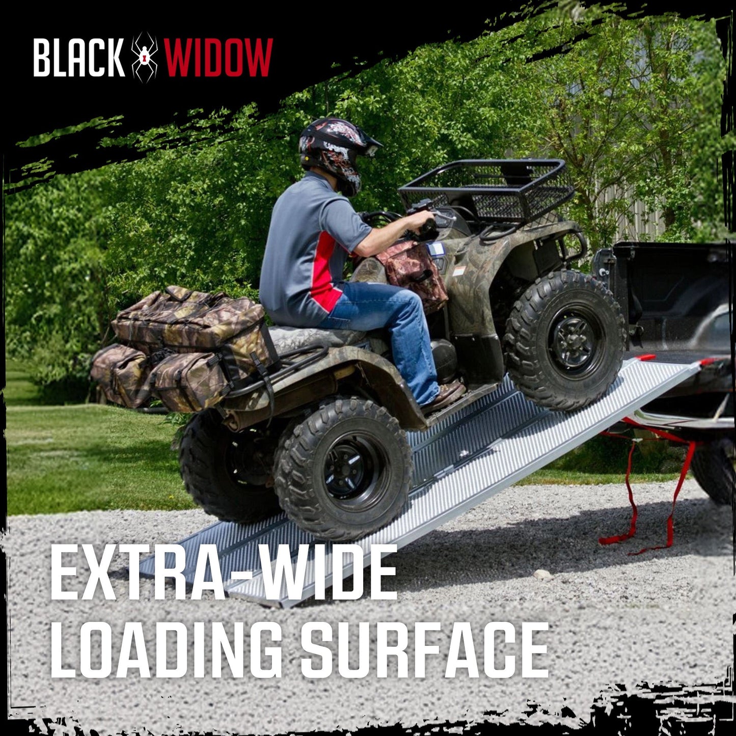 Black Widow 6’ 5” Punch Plate Aluminum Wide ATV Ramp, 1,500 Lbs Capacity, Silver - Find Fresh Goods