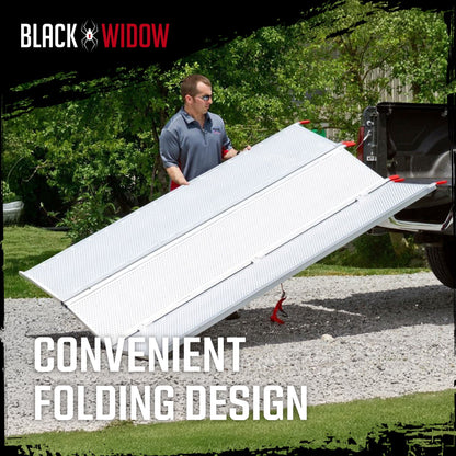 Black Widow 7’ 10” Punch Plate Aluminum Wide ATV Ramp, 1500 Lbs Capacity, Silver - Find Fresh Goods