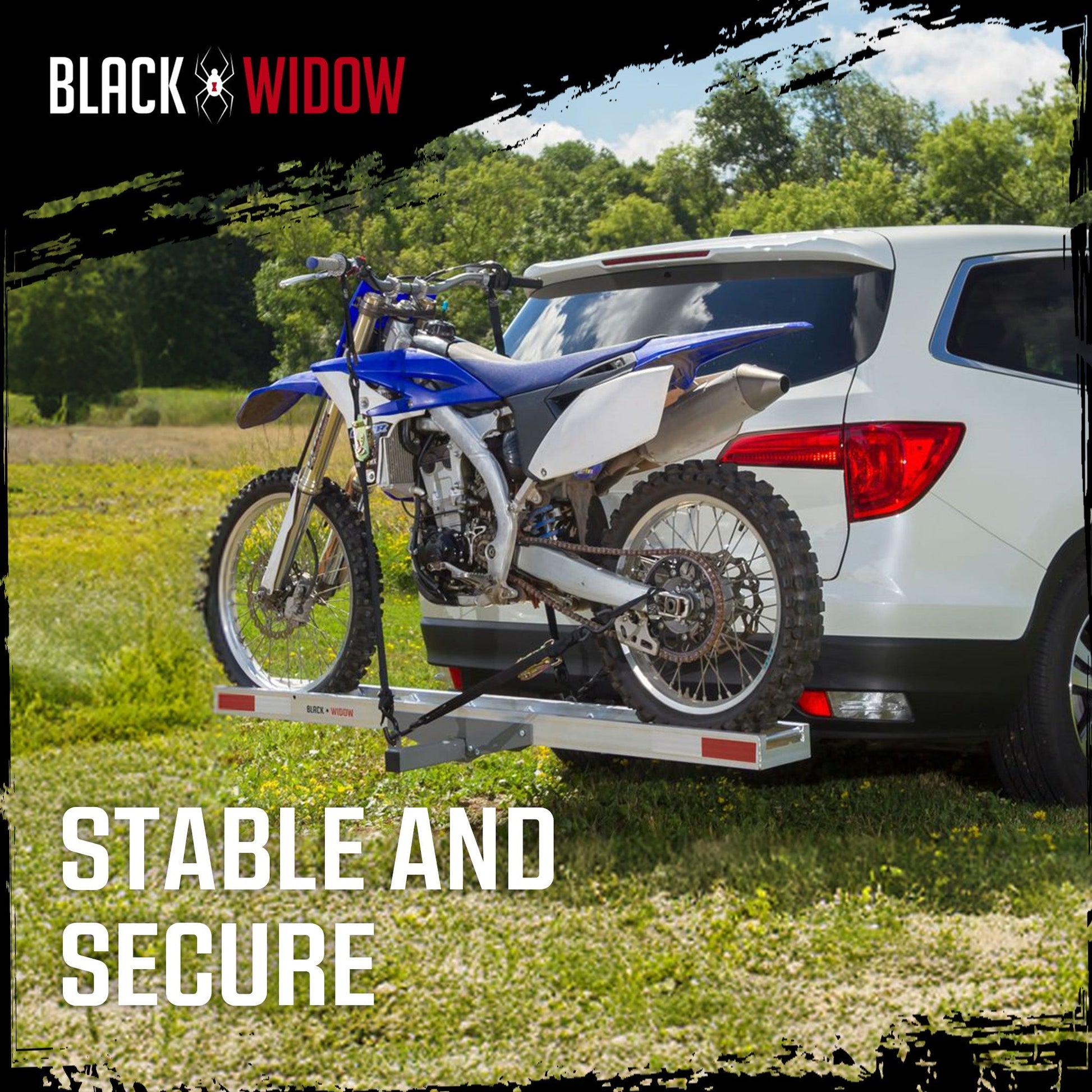 Black Widow Motorcycle Bike Carrier with Ramp for 2" Hitch, 400 Pound Capacity - Find Fresh Goods