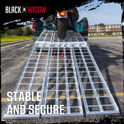 Black Widow 10’ Aluminum Folding Motorcycle Ramp, Arched 3 Piece Design, Silver - Find Fresh Goods
