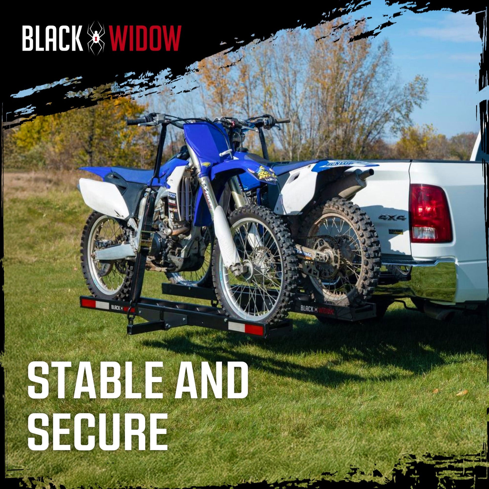 Black Widow Pro Double Dirt Bike Carrier with Ramp for 2" Hitch, 600 lb Capacity - Find Fresh Goods