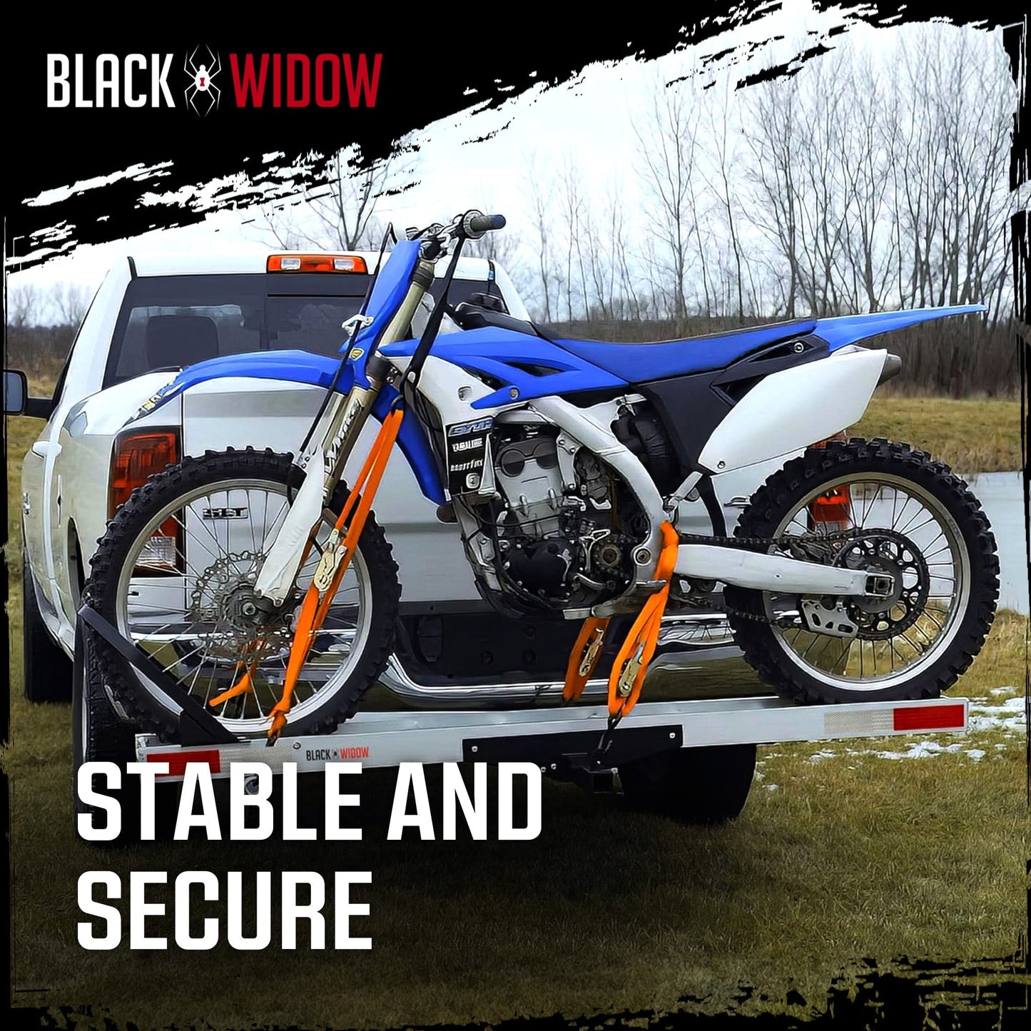 Black Widow Dirt Bike Carrier with Wheel Chock and 400 Pound Capacity, Silver - Find Fresh Goods
