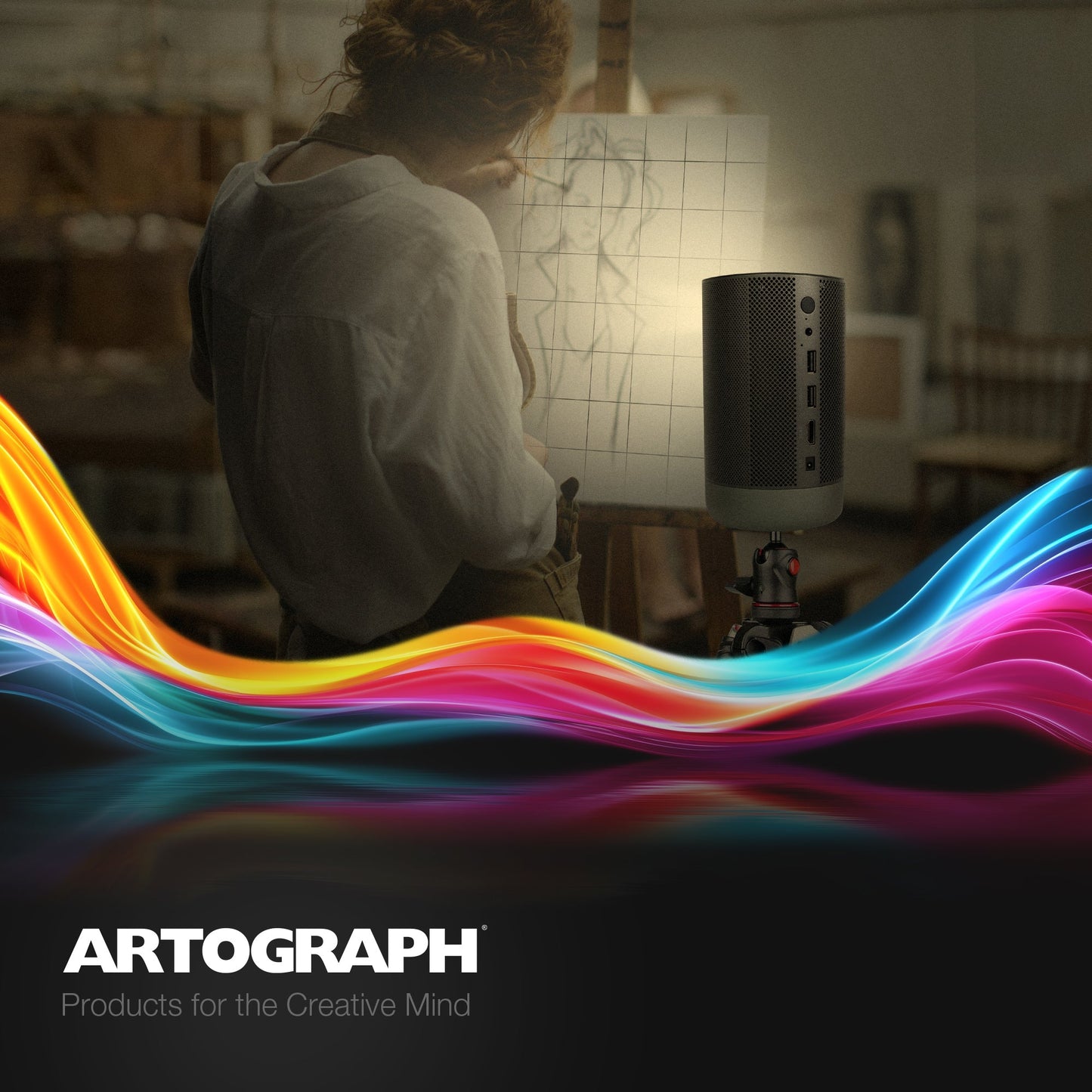 Artograph Smart LED Art Projector, Auto Focus Grids & Remote, Inspire 1500, Grey