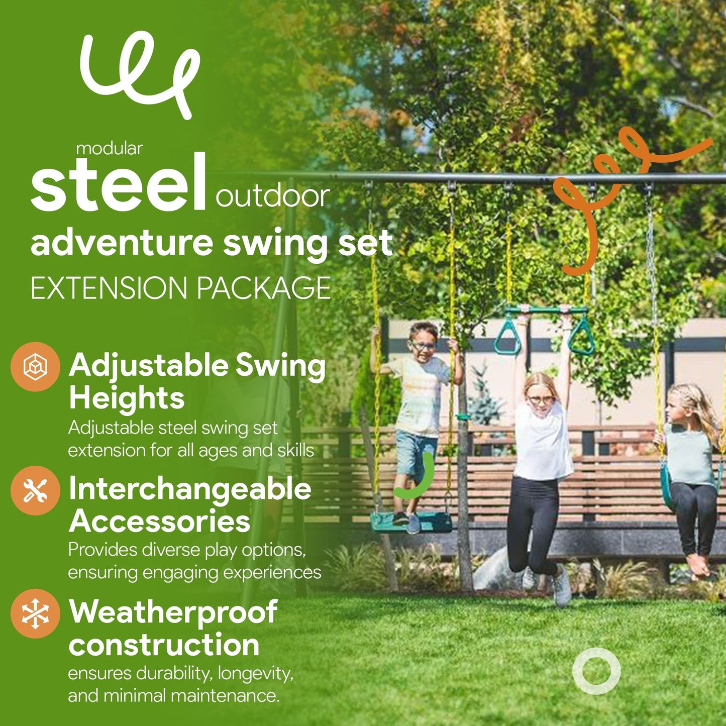 gobaplay 8' Ultimate Adventure Kids Swing Set Frame Extension (Extension Only)
