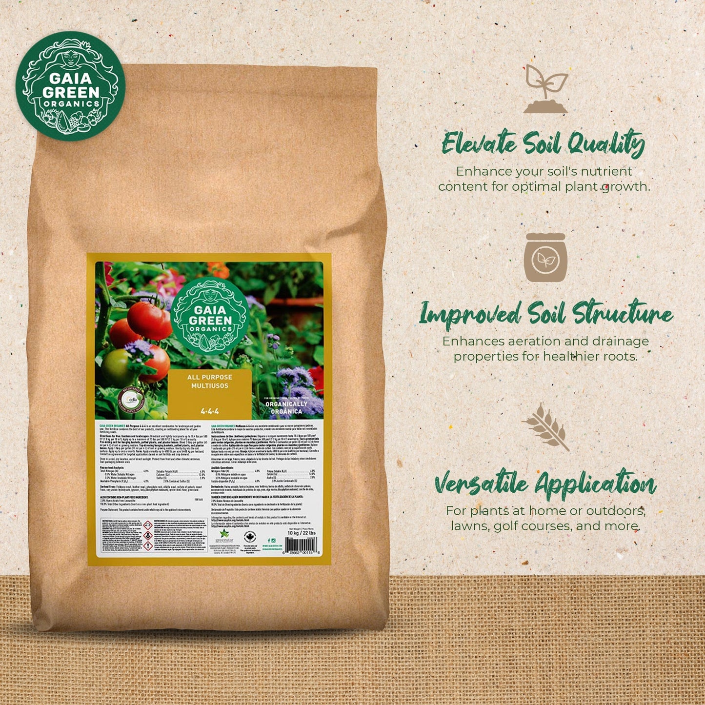 GAIA GREEN All Purpose Soil Supplement for Resilient Outdoor Crop Growth, 10 Kg