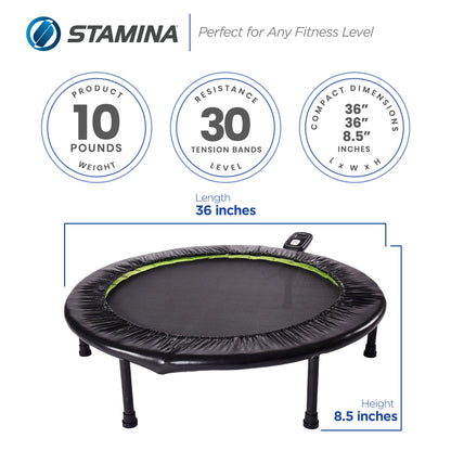 Stamina Products 36 Inch Round Foldable Fitness Trampoline with Workout Monitor