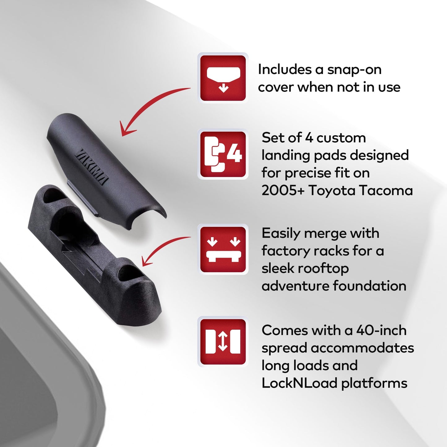 YAKIMA Landing Pad Fixed Point Tower Installation for Naked Rooftops, Set of 4 - Find Fresh Goods