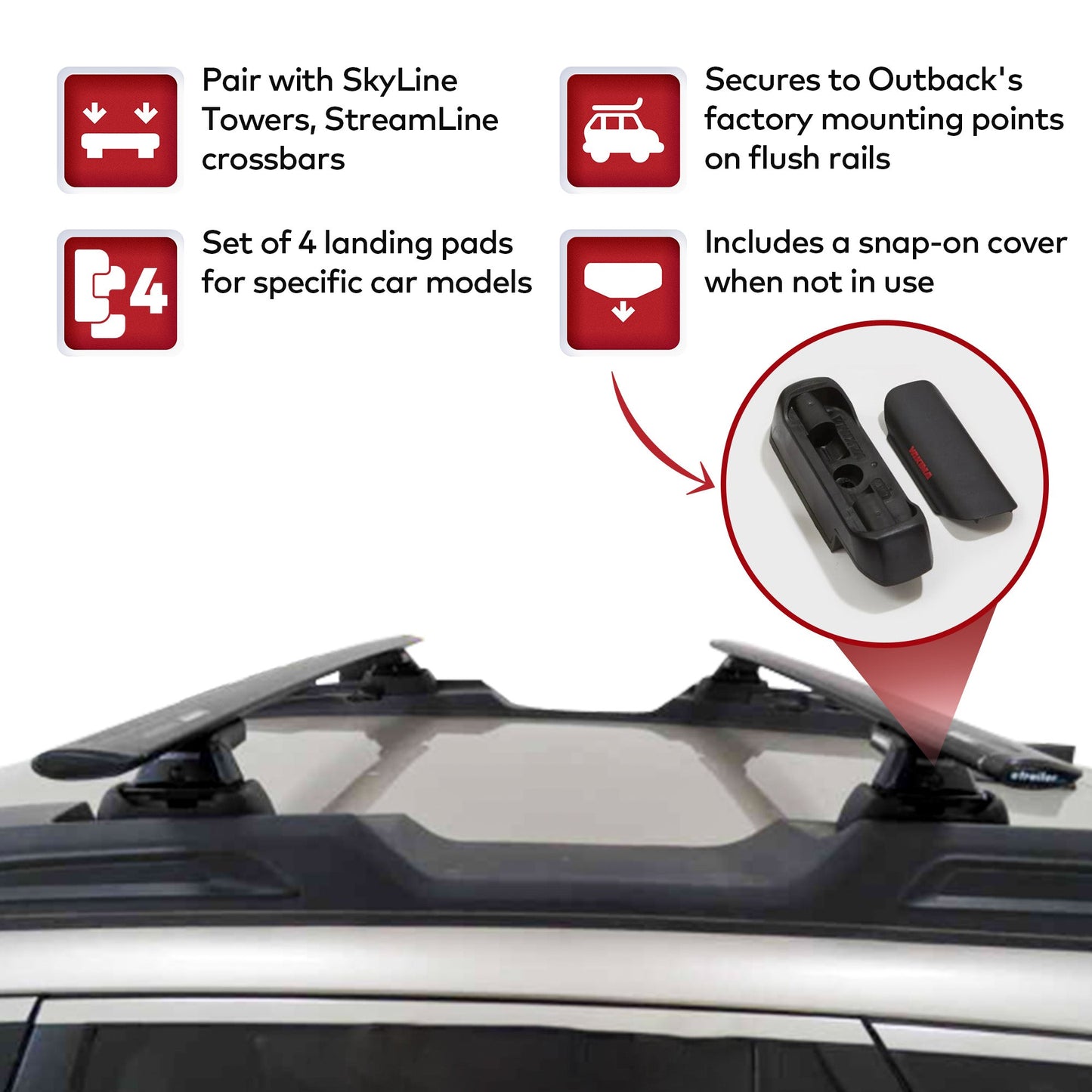 YAKIMA Landing Pad 15, Fixed Point Mounts for 2015-2019 Subaru Outback, Black - Find Fresh Goods
