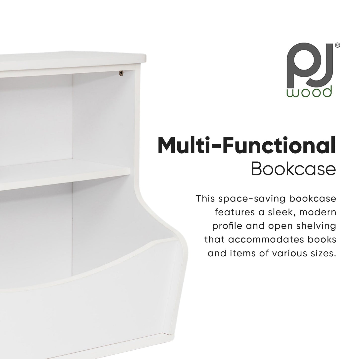 PJ Wood Multi-Functional Bookcase, Store or Display Books of Different Sizes
