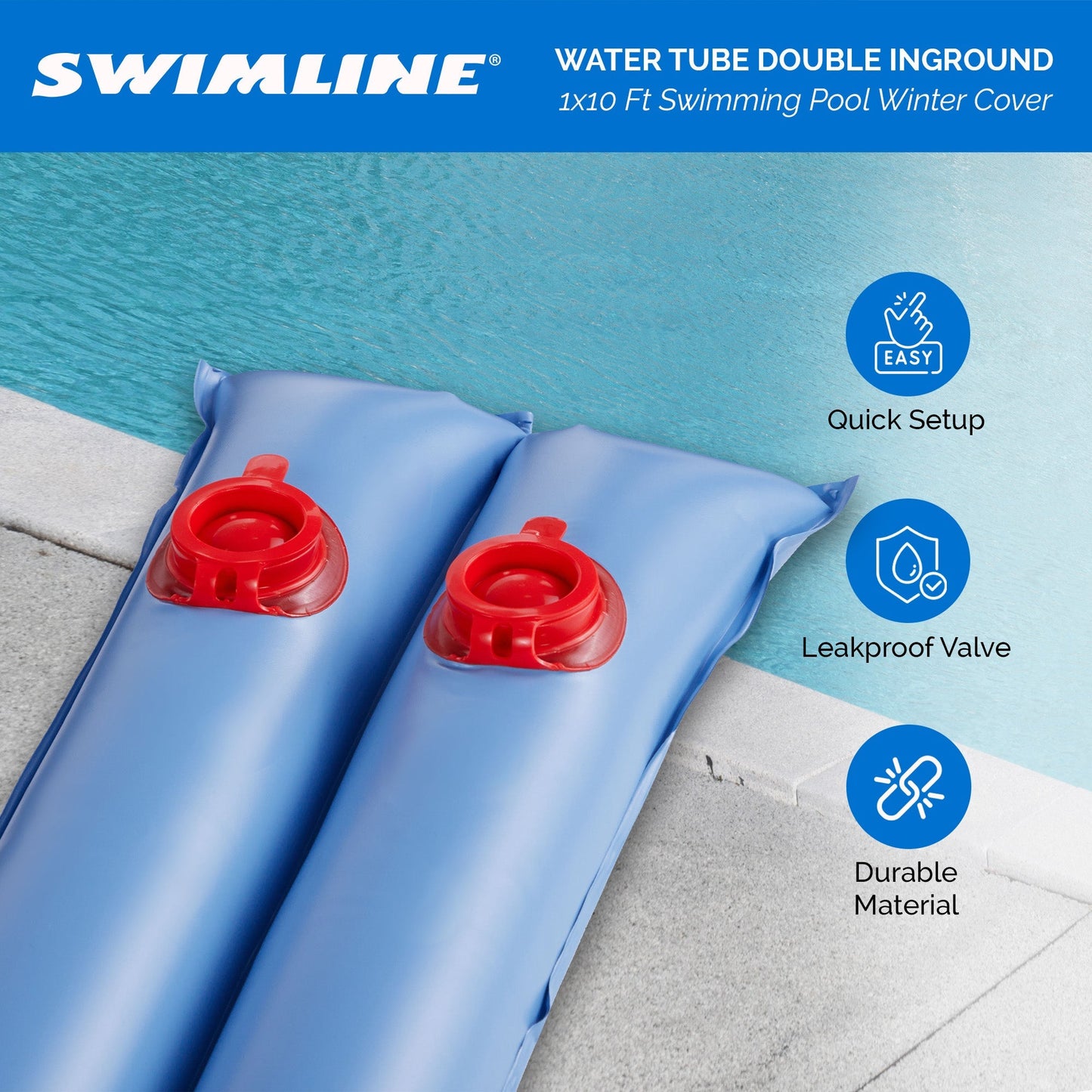 Swimline 1x10 Ft Winterizing Closing Double Water Tube for Inground Pool Covers