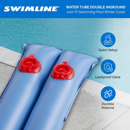 Swimline 1x10 Ft Winterizing Closing Double Water Tube for Inground Pool Covers
