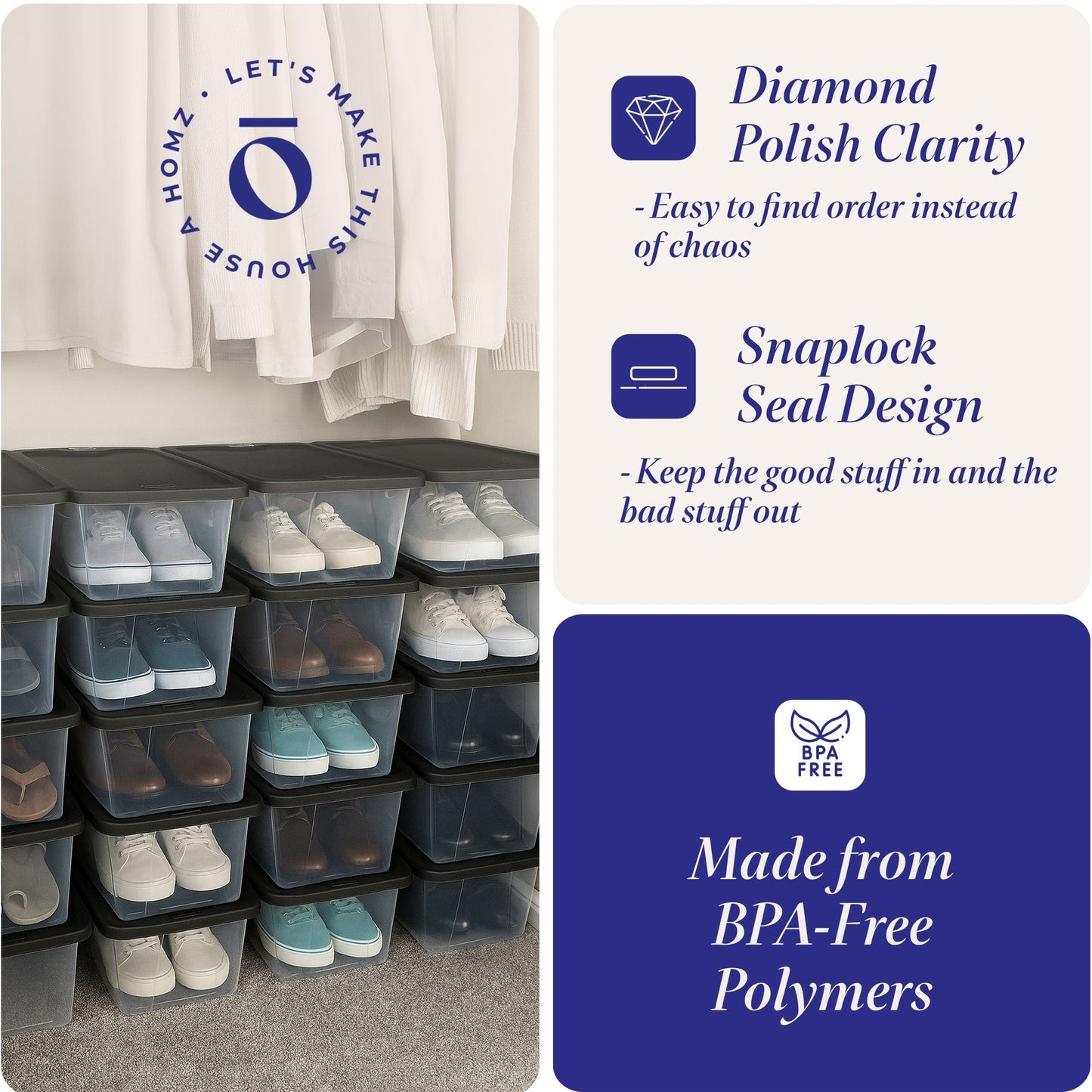 Homz Snaplock 6 Quart Clear Organizer Storage Container Bin with Lid (20 Pack)