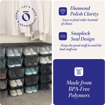 Homz Snaplock 6 Quart Clear Organizer Storage Container Bin with Lid (20 Pack)