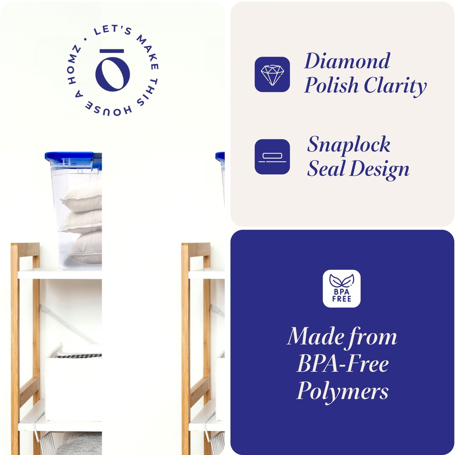 Homz 64 Qt Secure Latch Large Clear Stackable Storage Container Bin (4 Pack)