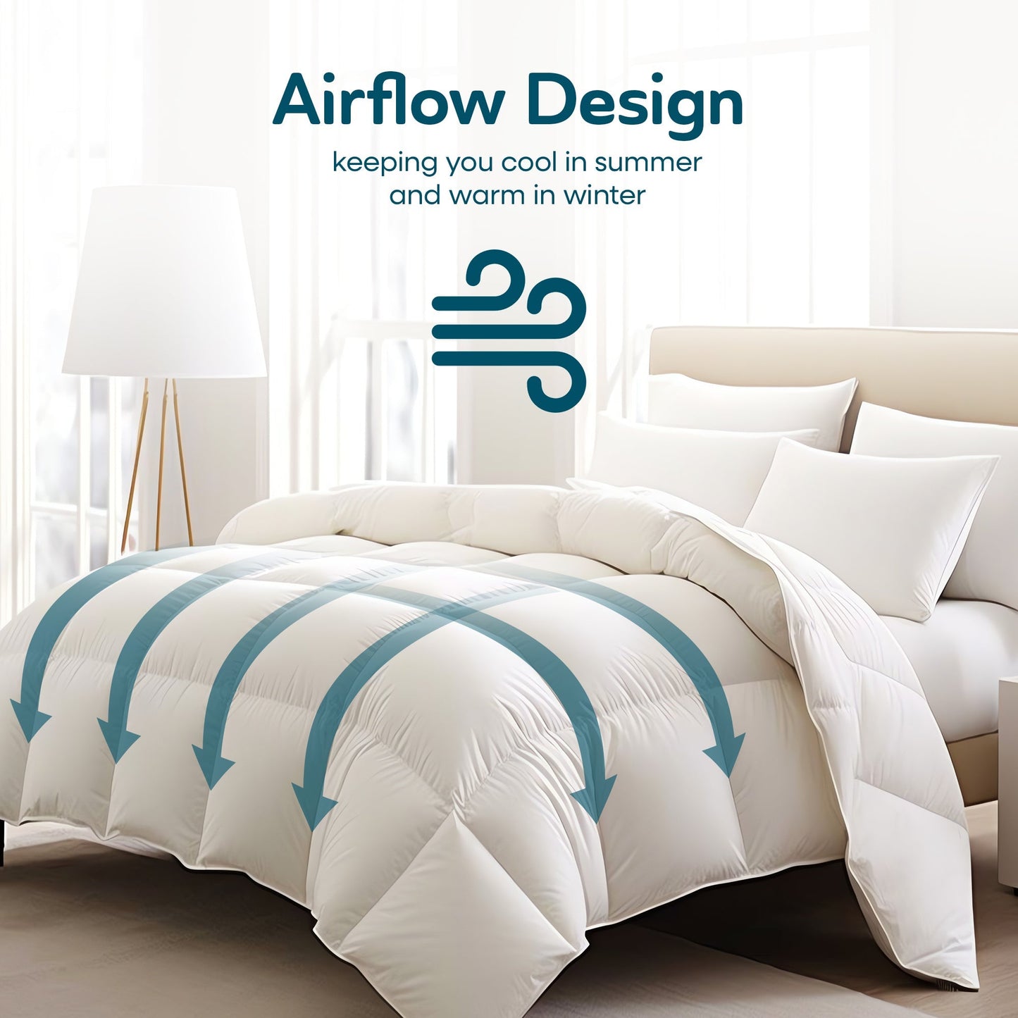 Sleepgram Queen Sized Pre Shrunk Lightweight Embroidered Cotton Comforter, White