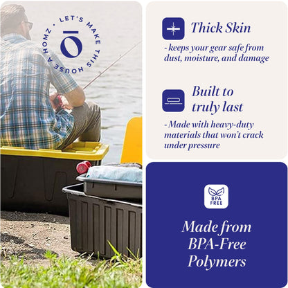 Homz 34 Gallon Durabilt Home Storage Container w/Lid, Black/Yellow (2 Pack)