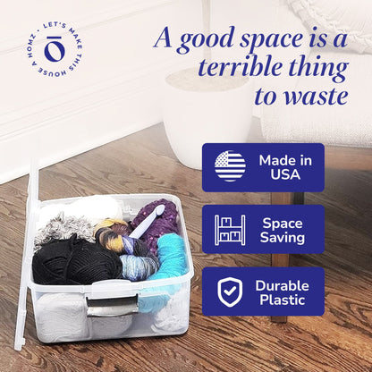 Homz 15.5 Qt Plastic Stackable Home Storage Container w/Lid, Gray Latch (4 Pack)