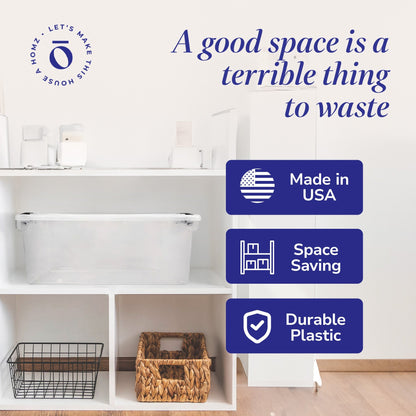 Homz 64Qt Stackable Plastic Storage Bin Container Box w/Latch Lid, Clear(2 Pack)