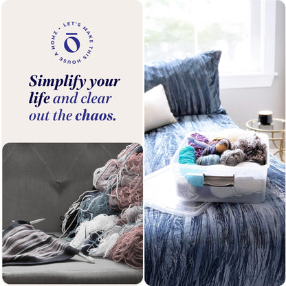 Homz 15.5 Qt Plastic Stackable Home Storage Container w/Lid, Gray Latch (8 Pack)