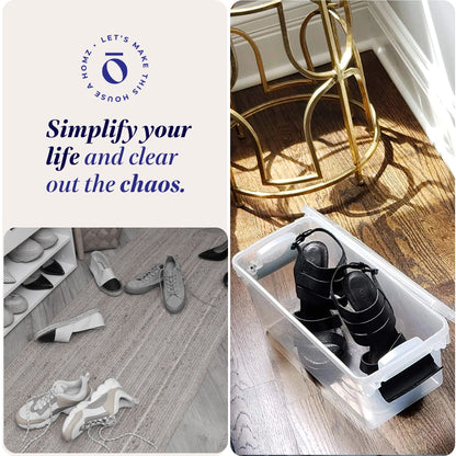 Homz 7.5 Qt Clear Storage Organizing Container Bin with Latching Lids, (5 Pack)