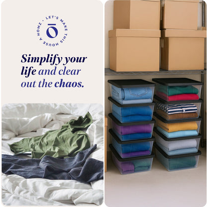 Homz Snaplock 6 Quart Clear Organizer Storage Container Bin with Lid (10 Pack)