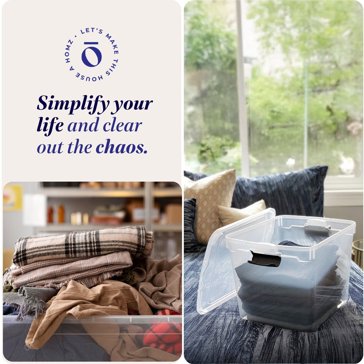 Homz Secure Latch Large Clear Stackable Storage Container Bin, 31 Quart, 4 Count