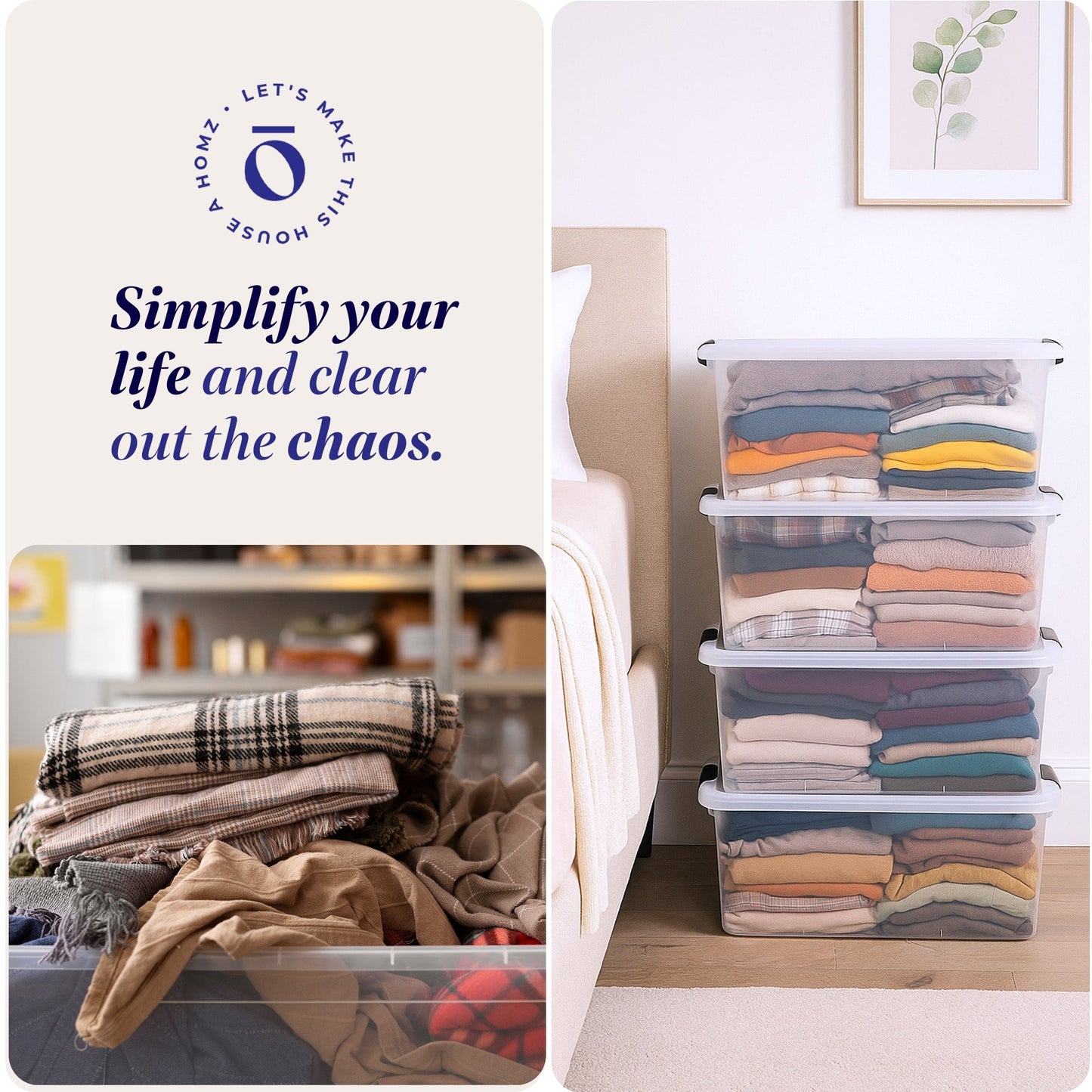 Homz 64 Qt Clear Storage Organizing Container Bin with Latching Lids (4 Pack)