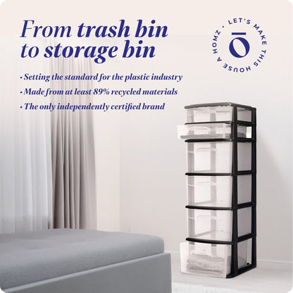 Homz 6-Drawer Plastic Bedroom & Closet Organizer Storage, Clear/Black Frame
