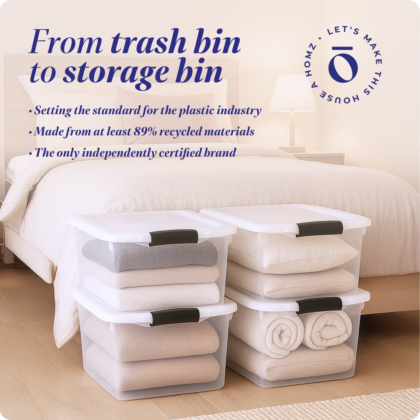 Homz 66 Qt Clear Storage Organizing Container Bin with Latching Lids (4 Pack)