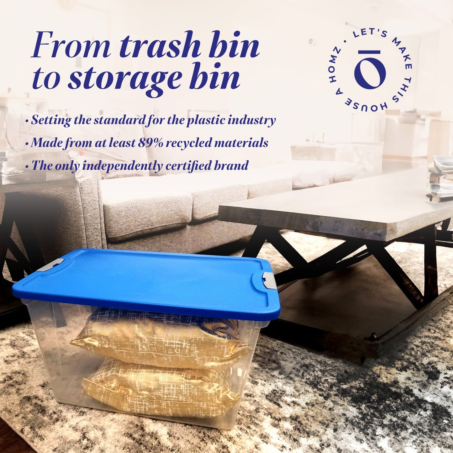 Homz 64 Qt Secure Latch Large Clear Stackable Storage Container w/ Lid (2 Pack)