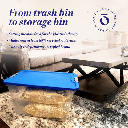 Homz 64 Qt Secure Latch Large Clear Stackable Storage Container w/ Lid (2 Pack)