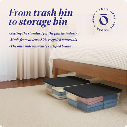 Homz 12 Qt Stackable Plastic Storage Container w/Snaplock Lid, Gray (4 Pack)