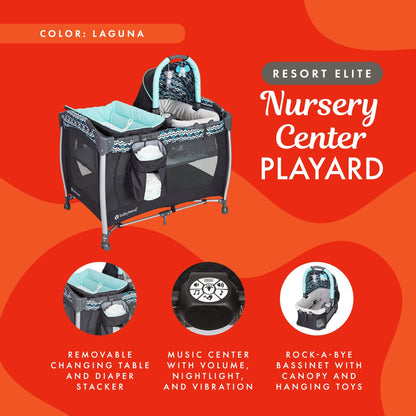 Baby Trend Resort Elite Spacious Portable Infant Play Nursery Center, Laguna