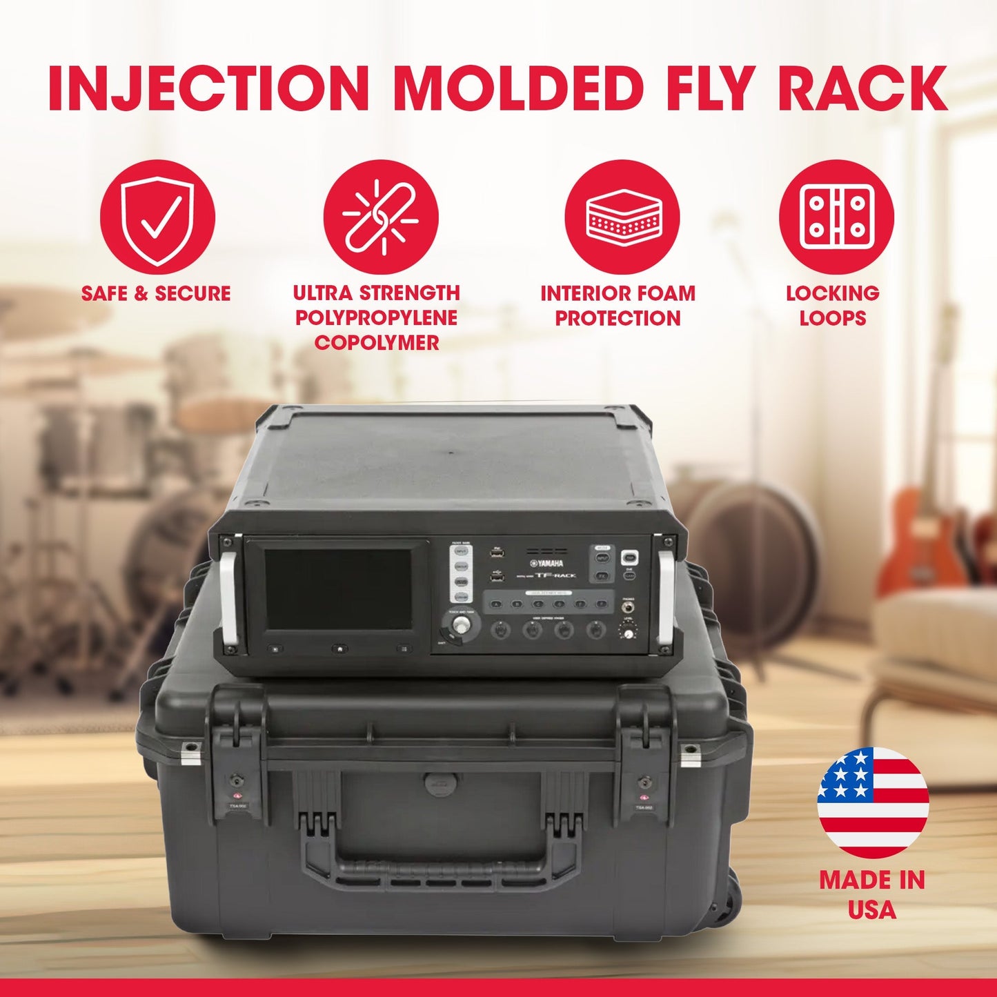 SKB iSeries 3U Fly Rack, Waterproof Polypropylene Hard Case for Storage, 20 Inch