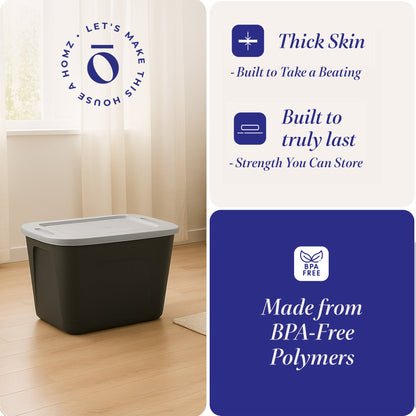 Homz 6610BKTS.10 10 Gallon Durable Molded Plastic Storage Bin w/ Lid (10 Pack)