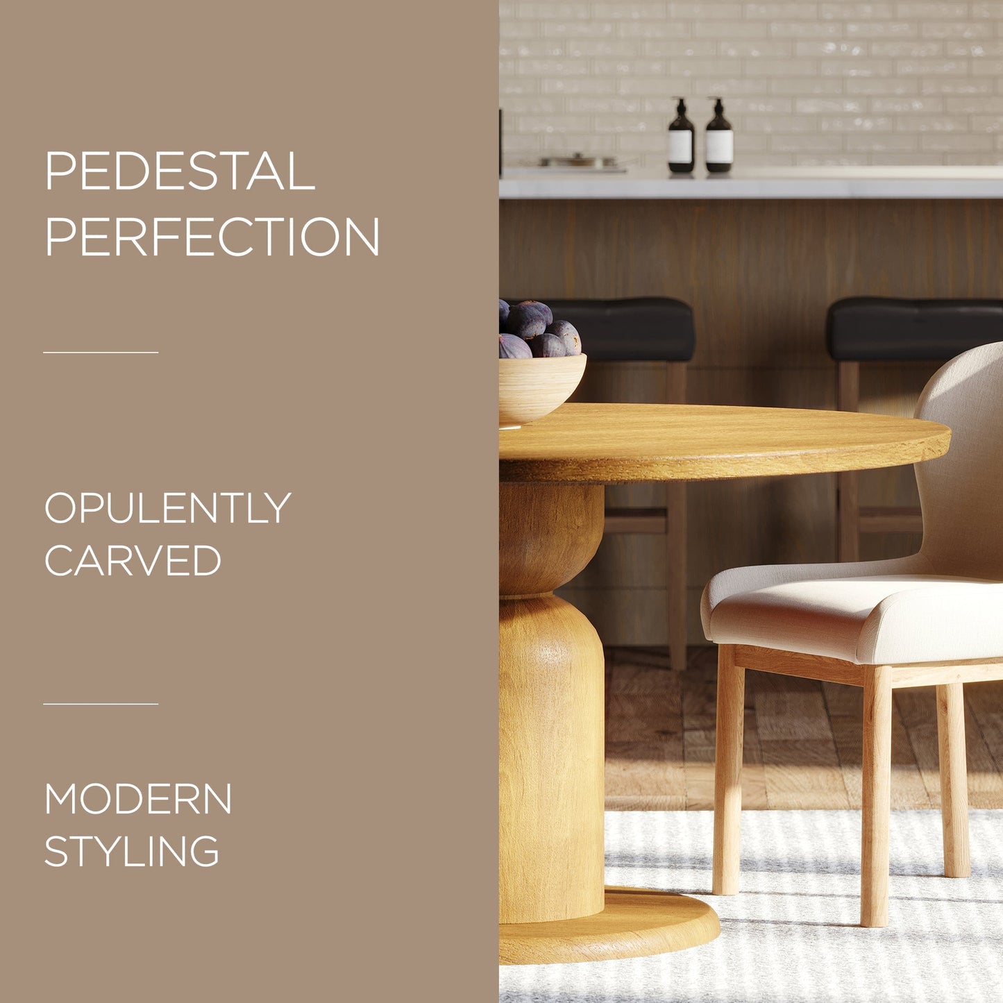 Mila Contemporary Round Wooden Dining Table in Refined Natural Finish