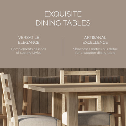 Yves Organic Rectangular Wooden Dining Table in Weathered Grey Finish