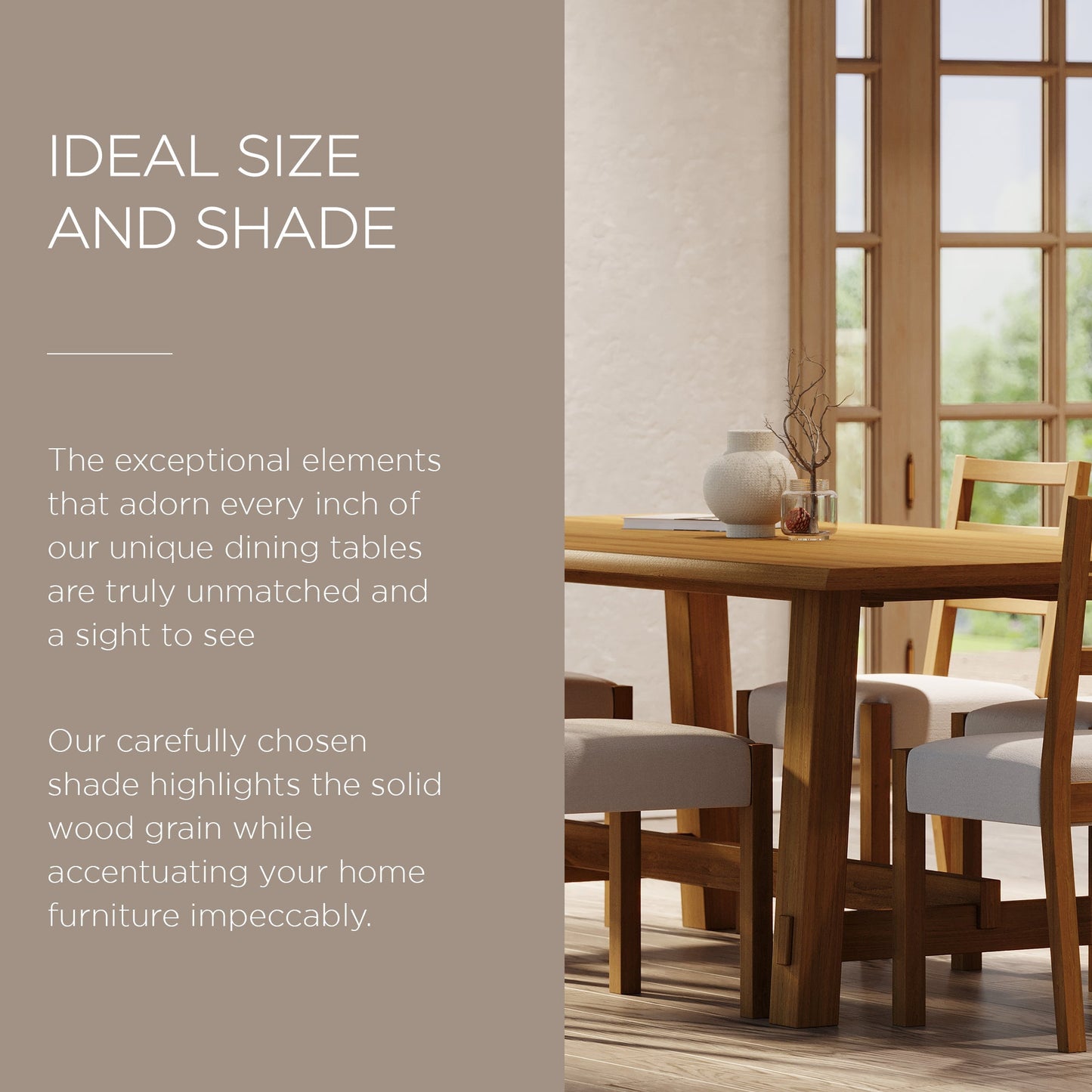 Yves Organic Rectangular Wooden Dining Table in Weathered Natural Finish