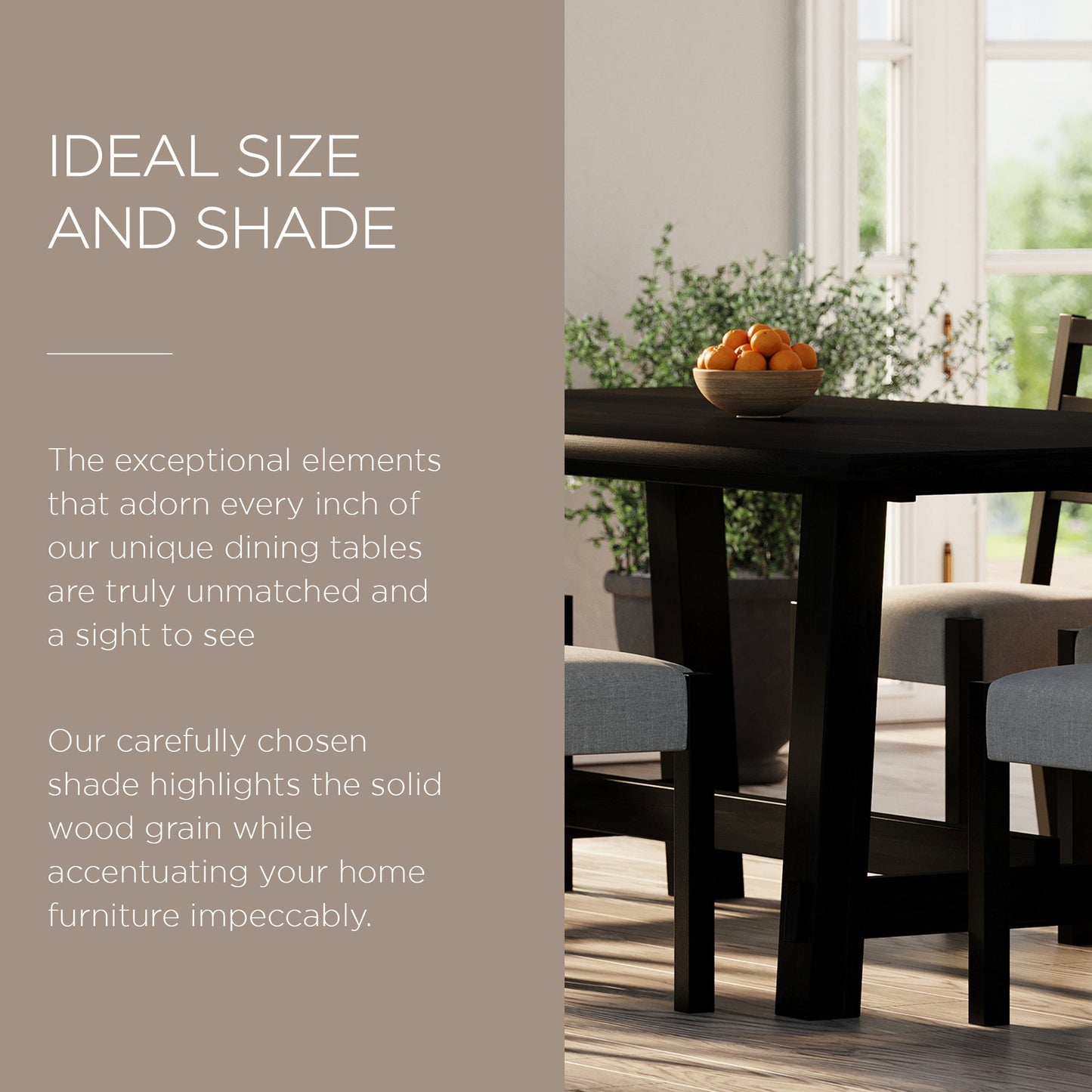 Yves Organic Rectangular Wooden Dining Table in Weathered Black Finish