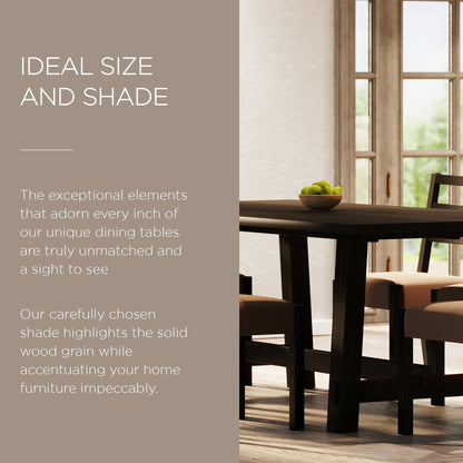 Yves Organic Rectangular Wooden Dining Table in Weathered Brown Finish