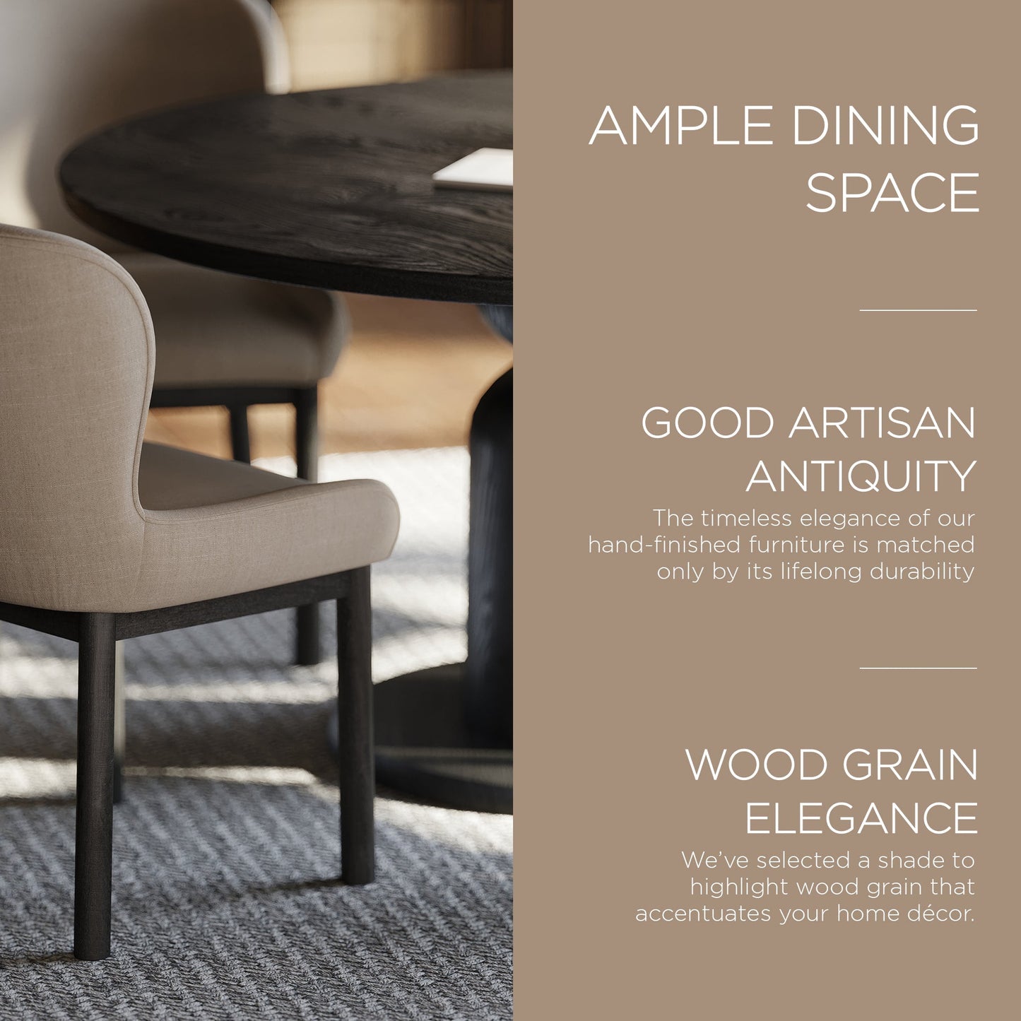 Mila Contemporary Round Wooden Dining Table in Refined Black Finish