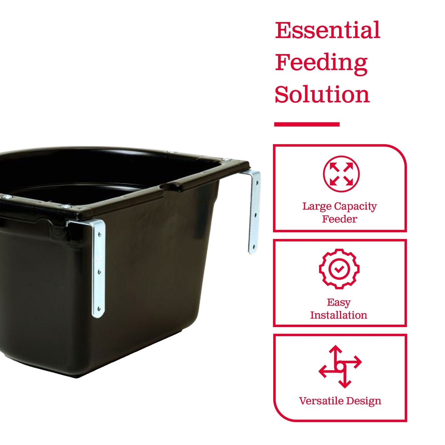 Little Giant 20 Quart Heavy Duty Mountable Plastic Fence Feeder Bucket, Black