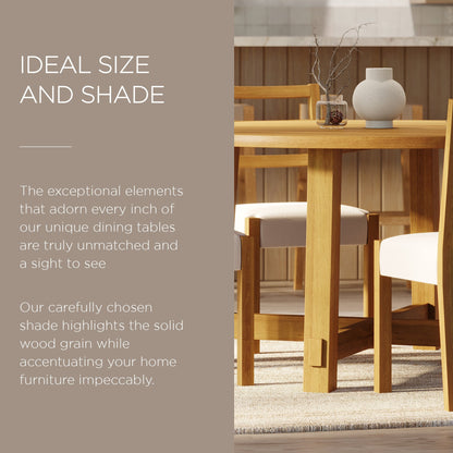 Sasha Organic Round Wooden Dining Table in Weathered Natural Finish