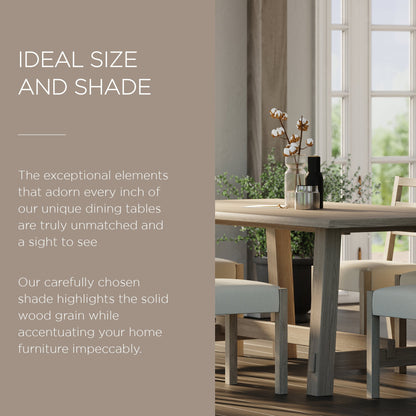 Yves Organic Rectangular Wooden Dining Table in Weathered White Finish