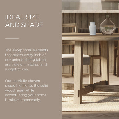 Sasha Organic Round Wooden Dining Table in Weathered Grey Finish