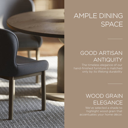 Mila Contemporary Round Wooden Dining Table in Refined Grey Finish