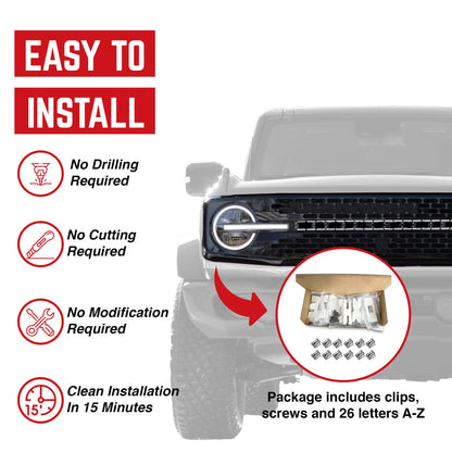 AMERICAN MODIFIED Front Grille for 2021 to 2024 Ford Bronco 2 & 4 Door Models - Find Fresh Goods
