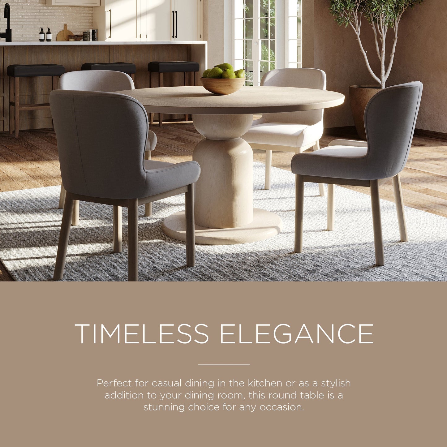 Mila Contemporary Round Wooden Dining Table in Refined White Finish