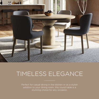 Mila Contemporary Round Wooden Dining Table in Refined Grey Finish